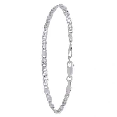 Afbeelding van Lucardi Kinder Gerecycled zilveren jongens Armband platte gourmetschakel 925 Zilver Zilverkleurig 15 cm