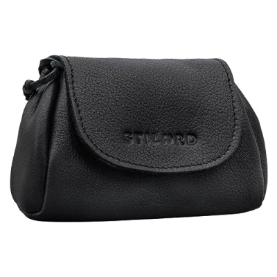 Afbeelding van STILORD &#039;Bronn&#039; Portemonnee Klein Leer Vintage Lederen Zakje voor Munten Bankbiljetten en Sleutels Retro Coin Purse van hoogwaardig Echt Leer, Kleur:zwart