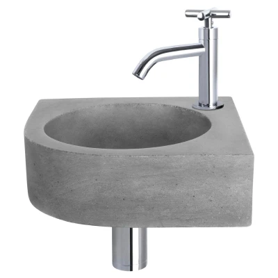 Afbeelding van Differnz Cleo fonteinset beton donkergrijs kraan kruis chroom