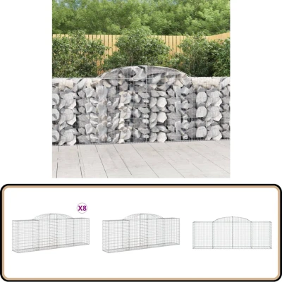 Afbeelding van vidaXL Schanskorven 8 st gewelfd 300x50x100/120 cm ijzer