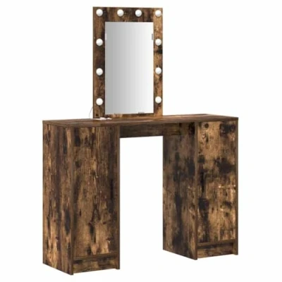 Afbeelding van vidaXL Gerookt eiken MDF met houtfineer Medium Spiegel Kaptafel
