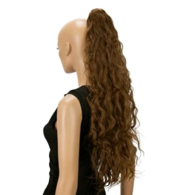 Afbeelding van CAISHA 70 cm Extra Lang Volumineus Golvend Haarstukje Met Clip On Vlecht Paardenstaart Hittebestendige Synthetische Vezels Lichtbruin H720
