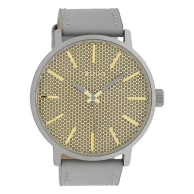 Afbeelding van Oozoo Herenhorloge met lederen band 48 MM lichtgrijs/goudkleurig/lichtgrijs C10036