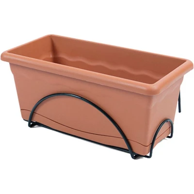 Afbeelding van Plantenbak met schaal Plastiken Terra cotta Polypropyleen (60 x 24 cm)