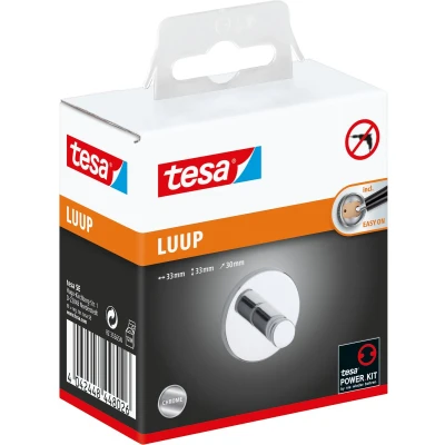 Afbeelding van tesa® Luup handdoekhaakje, verchroomd metaal, zelfklevend, 33 mm x 30