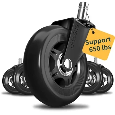 Afbeelding van wielen van de bureaustoel vervanging Rubber stoel voor alle vloeren, Home en Office Chairs, 7/16 &quot;x 7/8&quot; (11 * 22mm), universele pasvorm (NIET 1KEA) Zwart