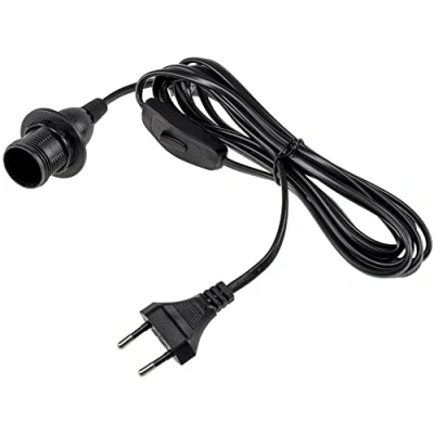 Afbeelding van ChiliTec E14 lamphouder met schakelaar, fitting 3,4 m kabel snoerschakelaar, lampophanging, montagering voor lampenkap, papieren lampen, sterren, zwart
