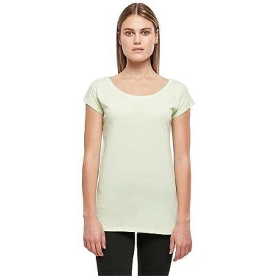 Afbeelding van Build your Brand Dames T shirt met brede hals, modieus voor vrouwen, van katoen, verkrijgbaar in vele kleuren, maten XS 5XL, lichtmint, 5XL