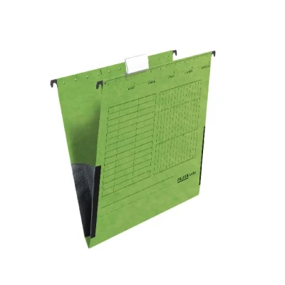 Afbeelding van FALKEN 11288024 5 stuks hangmap UniReg. Gemaakt in Duitsland. van gerecycled karton voor DIN A4 met linnen kikkers groen ideaal het losbladig klasseren kantoor en de overheid