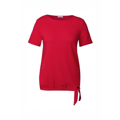 Afbeelding van Cecil Struktur MIT Knoten Tshirt print, Dames, Maat: Small, Rot
