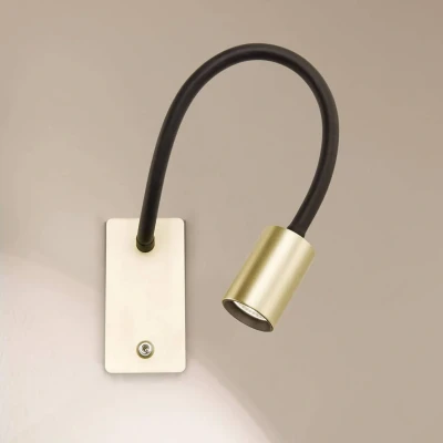 Afbeelding van ORION LED wandlamp Kurt messing mat met flexibele arm