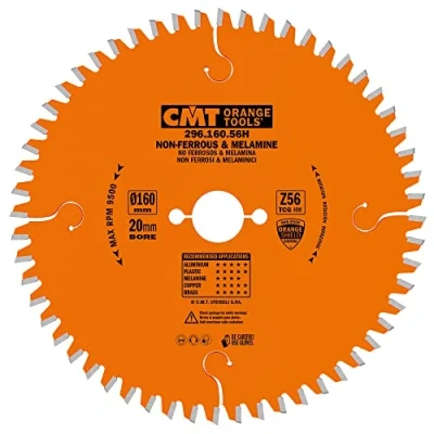 Afbeelding van CMT Orange Tools cirkelzaagblad HW 160 x 2,2/1,6 20 Z = 56 TCG 296.160.56H voor ijzervrij materiaal, plastic en laminaat