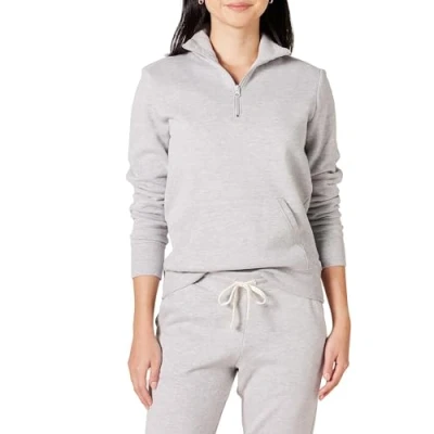 Afbeelding van Amazon Essentials Dames Lange mouwen Lichtgewicht Franse Terry Fleece Quarter Zip Top,lichtgrijs Hei,S