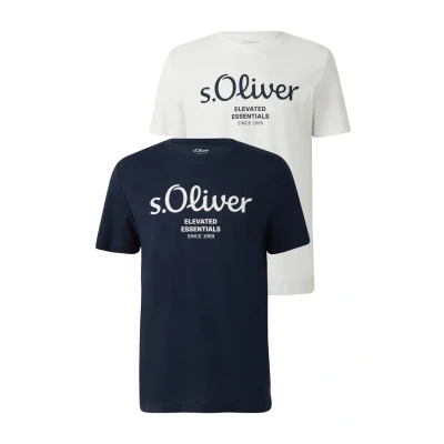 Afbeelding van s.Oliver MIT Kurzarm UND Rundhalsausschnitt IM Doppelpack Tshirt print, Heren, Maat: Small, Weiß