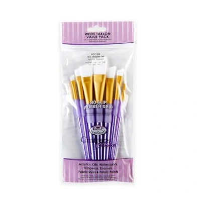 Afbeelding van Royal en Langnickel RCC 308 Crafter&#039;s Choice Hoekige Taklon Variety Borstelset Wit (Pack van 7)
