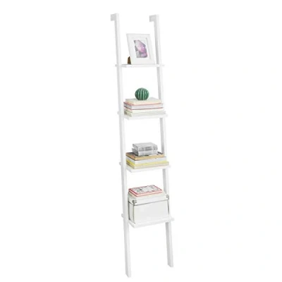 Afbeelding van SoBuy FRG15 W Ladderrek Opbergplank Decoratie Veelzijdig Ladderplank Boekenkasten Wit 33x180x23cm