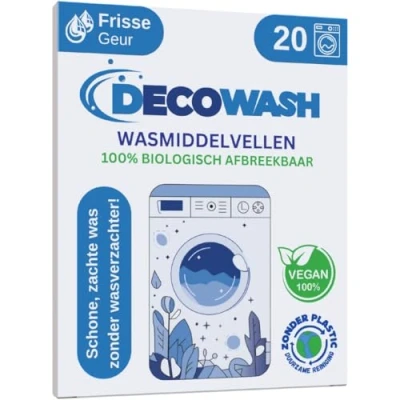 Afbeelding van Wasmiddel Vellen (tot 40 wasbeurten) Strips Ecologisch, Hypoallergeen, Frisse Geur, Biologisch Afbreekbaar, Vegan &amp; Zonder Plastic Voor Gevoelige Huid, Hand Machinewas