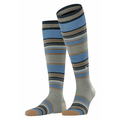 Afbeelding van Burlington Stripe Onesize Kniekousen Dark grey, Heren, Maat: 40/46, grey