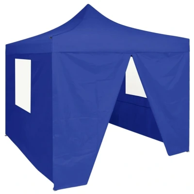 Afbeelding van Partytent met 4 zijwanden inklapbaar 2x2 m staal blauw