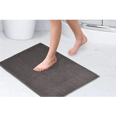 Afbeelding van Emma Barclay Noodle Soft Touch Antislip Badkamertapijt in grafiet Douchemat 40x60cm