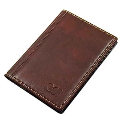 Afbeelding van myledershop Creditcard en visitekaarthouder met contrastnaad 12 vakken MJ Design Germany, bruin, Eén maat, Elegant