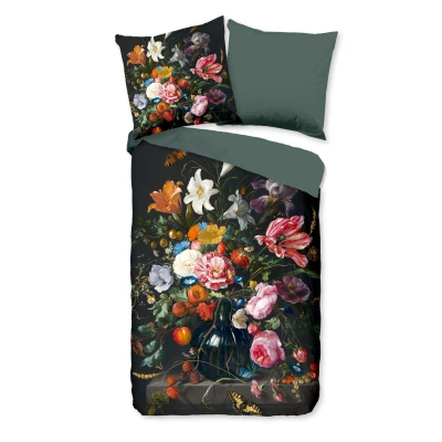 Afbeelding van Luxe Katoenen Dekbedovertrek 155x220 cm Bloemenprint Multicolor 1 Persoons 100% Katoen