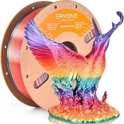Afbeelding van ERYONE Zijdeachtig PLA filament in regenboogkleuren, 1,75 mm, voor 3d printers, +/ 0,03 1 kg per spoel, waterval regenboog