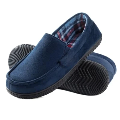 Afbeelding van RockDove Heren Alexander Flanel Gevoerde Loafer Slipper, marineblauw, 42.5 EU