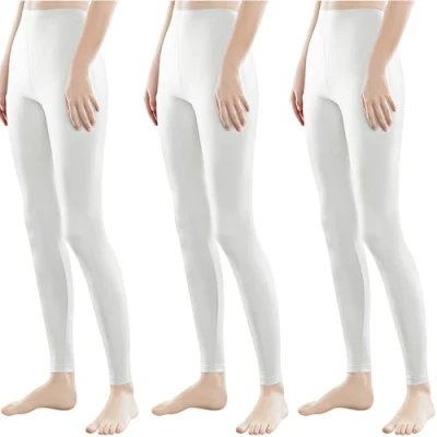 Afbeelding van Libella 4108VA Lange dameslegging, kleurrijk, met hoge taille, slimfit, fitnessbroek, sport, van katoen, verpakking 3 stuks, wit, L
