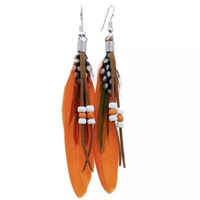 Afbeelding van Jomide Oorhangers Boho Veren Oranje