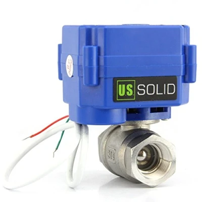 Afbeelding van U.S. Solid 3/4&quot; ventiel gemotoriseerd roestvrij staal Sphere 2 weg elektrisch 9 24 V AC/DC, draden, automatische terugkeer NC