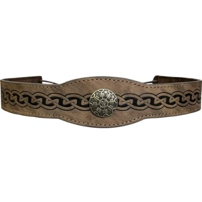 Afbeelding van HiiFeuer Middeleeuws hoofddeksel van imitatieleer in reliëf, Retro Renaissance Verstelbare Hoofdband, Cosplay Kostuum Accessoires voor LARP (Bruin A)