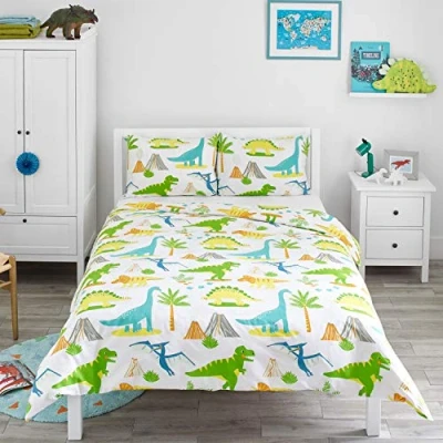 Afbeelding van Bloomsbury Mill Beddengoed voor kinderen World of Dinosaurus dekbedovertrek 200 x cm + 2 kussenslopen tweepersoonsbed