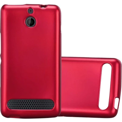 Afbeelding van Cadorabo Hoesje geschikt voor Sony Xperia E1 in METALLIC ROOD Beschermhoes gemaakt van flexibel TPU silicone Case Cover