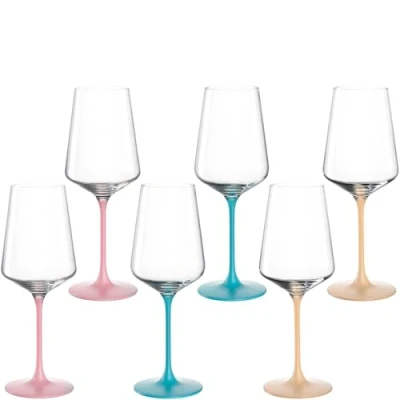Afbeelding van LEONARDO HOME Brera 046981 kelkglazen, set van 6, vaatwasserbestendige hoogwaardige en moderne wijnglazen, modieuze kleurrijke cocktailglazen, 400 ml