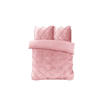 Afbeelding van Dekbedovertrek Velvet Pintuck Tweepersoons (200x200 cm) Roze Microvezel Dessin: Patroon Sleeptime Dekbed Discounter.nl
