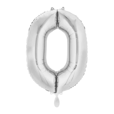 Afbeelding van Amscan Cijferballon 0 Junior 51 X 66 Cm Folie Zilver