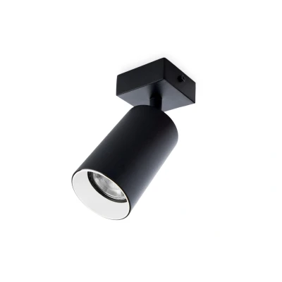Afbeelding van Plafondspot Rond, Kantelbaar, GU10 Fitting, Mat Zwart / Wit