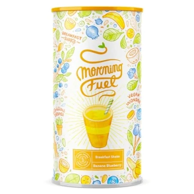 Afbeelding van Alpha Foods Morning Fuel Ontbijtshake Breakfast shake gemaakt van gekiemde zaden, quinoa en amandelen Vegan Maaltijdshake poeder 600 gram voor 20 shakes met Banaan Bosbes