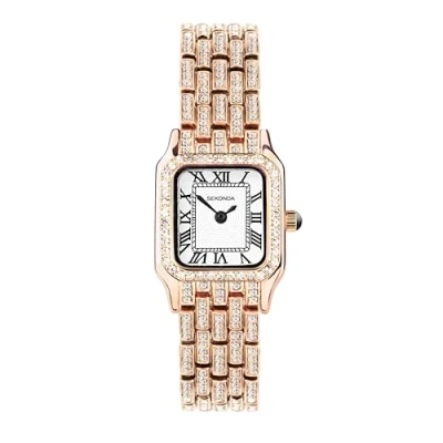 Afbeelding van Sekonda klassiek Monica Dames 22mm Quartz Horloge in Wit met Analoog Display en Legering Band, Roségoud, vintage