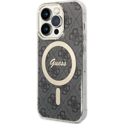 Afbeelding van Guess IML 4G Back Case (MagSafe Compatible) Geschikt voor Apple iPhone 15 Pro (6.1&quot;) Grijs