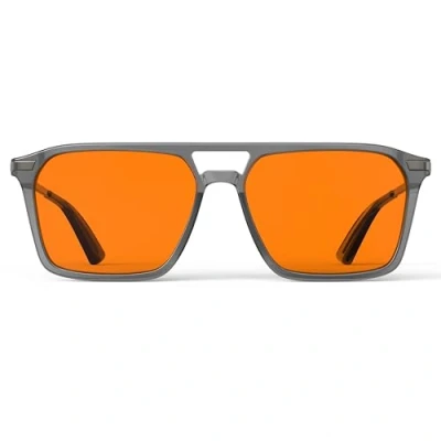 Afbeelding van Goiteia Bril tegen blauw licht, 100% oranje, amberkleurige gamingbril voor een betere slaap veerscharnieren beter comfort, Nightfall frame oranje transparant grijs, Medium