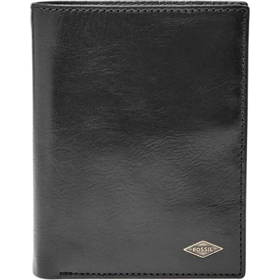 Afbeelding van FOSSIL Leren Portemonnee Rian International Combination Bifold RFID Black Zwart