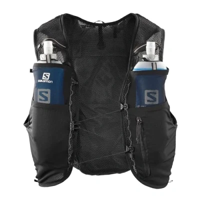 Afbeelding van Salomon Adv Hydra Vest 4 Unisex Hydration Trail Running Wandelen MTB, comfort en stabiliteit, snelle toegang tot hydratatie, eenvoudig ontwerp, zwart, S