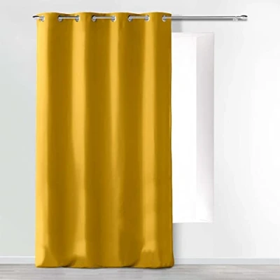 Afbeelding van Douceur d&#039;Intérieur Absolu ooggordijn, microvezel, eenkleurig, polyester, mosterd, 280 x 140 cm