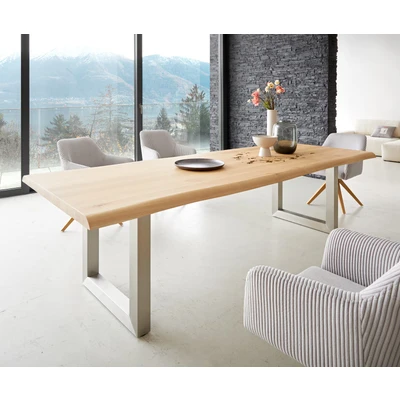 Afbeelding van Eetkamertafel Edge eiken natuur 260x100 roestvrij staal breed Live