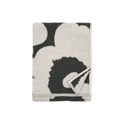 Afbeelding van Marimekko (keuken )handdoek Unikko donkergrijs met crèmewit 50 x 70 cm