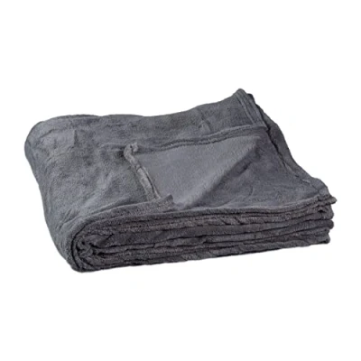 Afbeelding van Relaxdays plaid, extra groot, van polyester, fleece, op 30 C wasbaar, BxD 200 x 220 cm, zachte woondeken, grijze kleur
