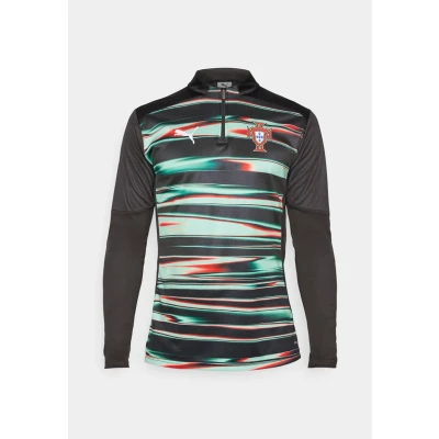 Afbeelding van Puma Portugal FPF Prematch 1/4 Ziptop Voetbalshirt Land, Heren, Maat: XXL, Black/white