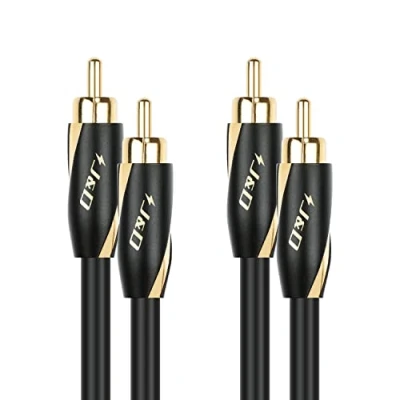 Afbeelding van J&amp;D Dual RCA Kabel, 24 AWG 2RCA Mannelijke naar Stereo Audio Koperen Shell Vergulde Subwoofer Kabel voor Thuisbioscoop, HDTV, Versterkers, Hi Fi Systemen, Luidsprekers, 0,9 m